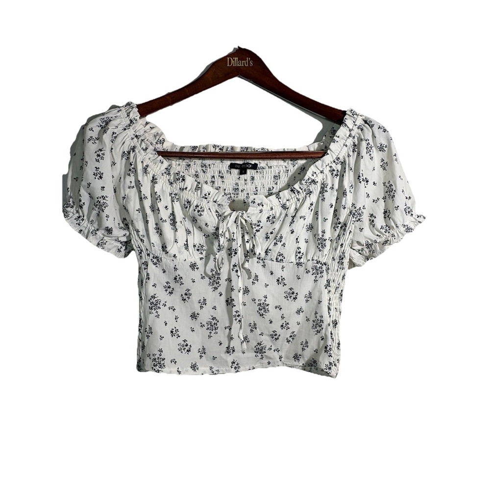 Papermoon Off the Shoulder Milkmaid Floral Tie M Crop Top Cottagecore Coquette